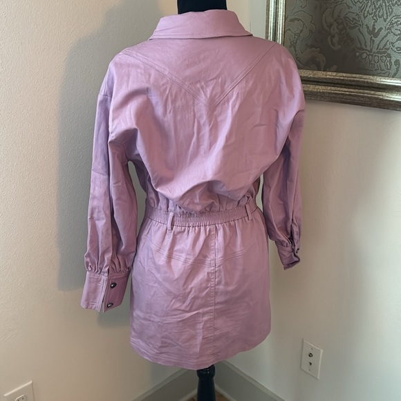 TCEC lilac light purple buttoned down elastic waist shirt mini dress Sz M - Picture 5 of 9